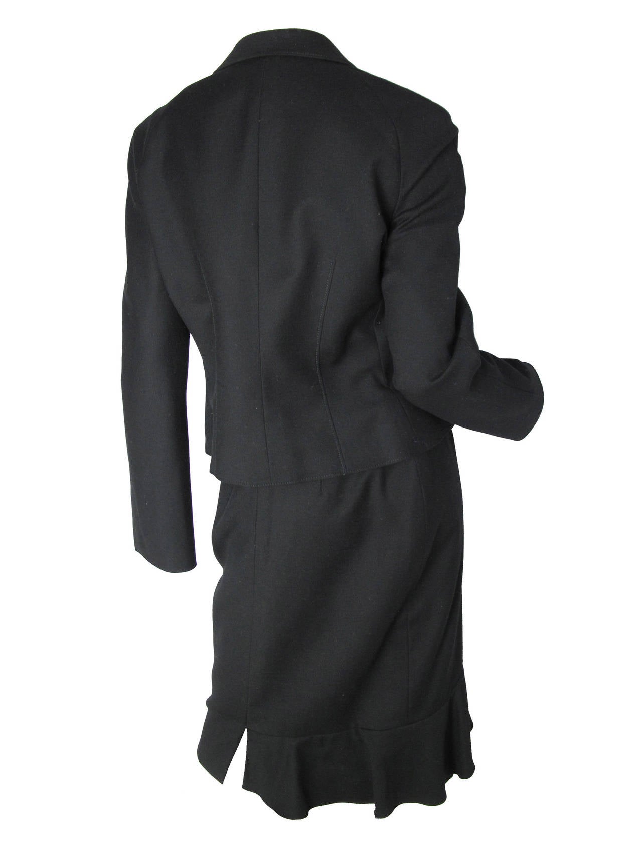 Black Valentino Boutique Wool Suit with Ruffle