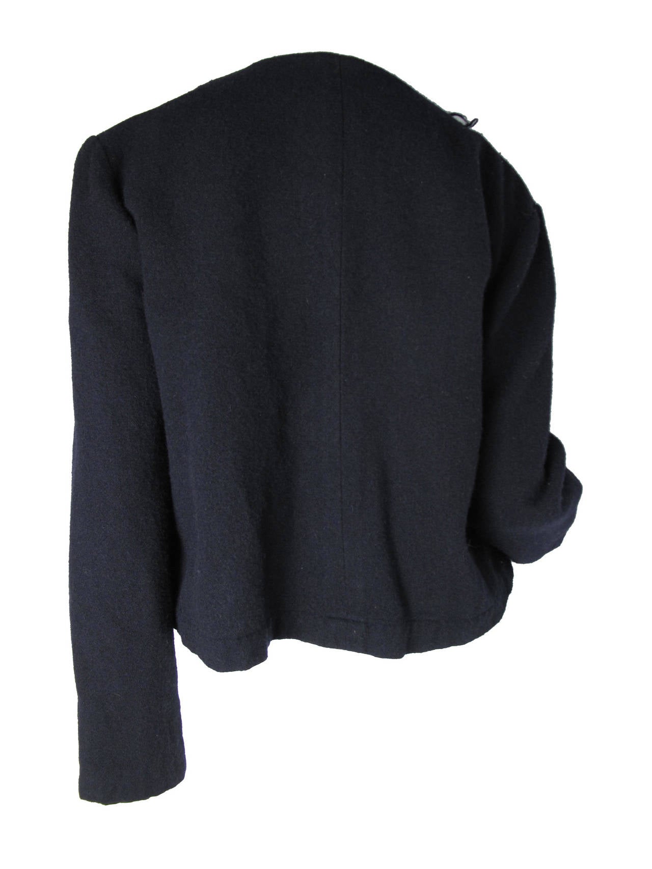 Black Comme des Garcons navy wool jacket with roses