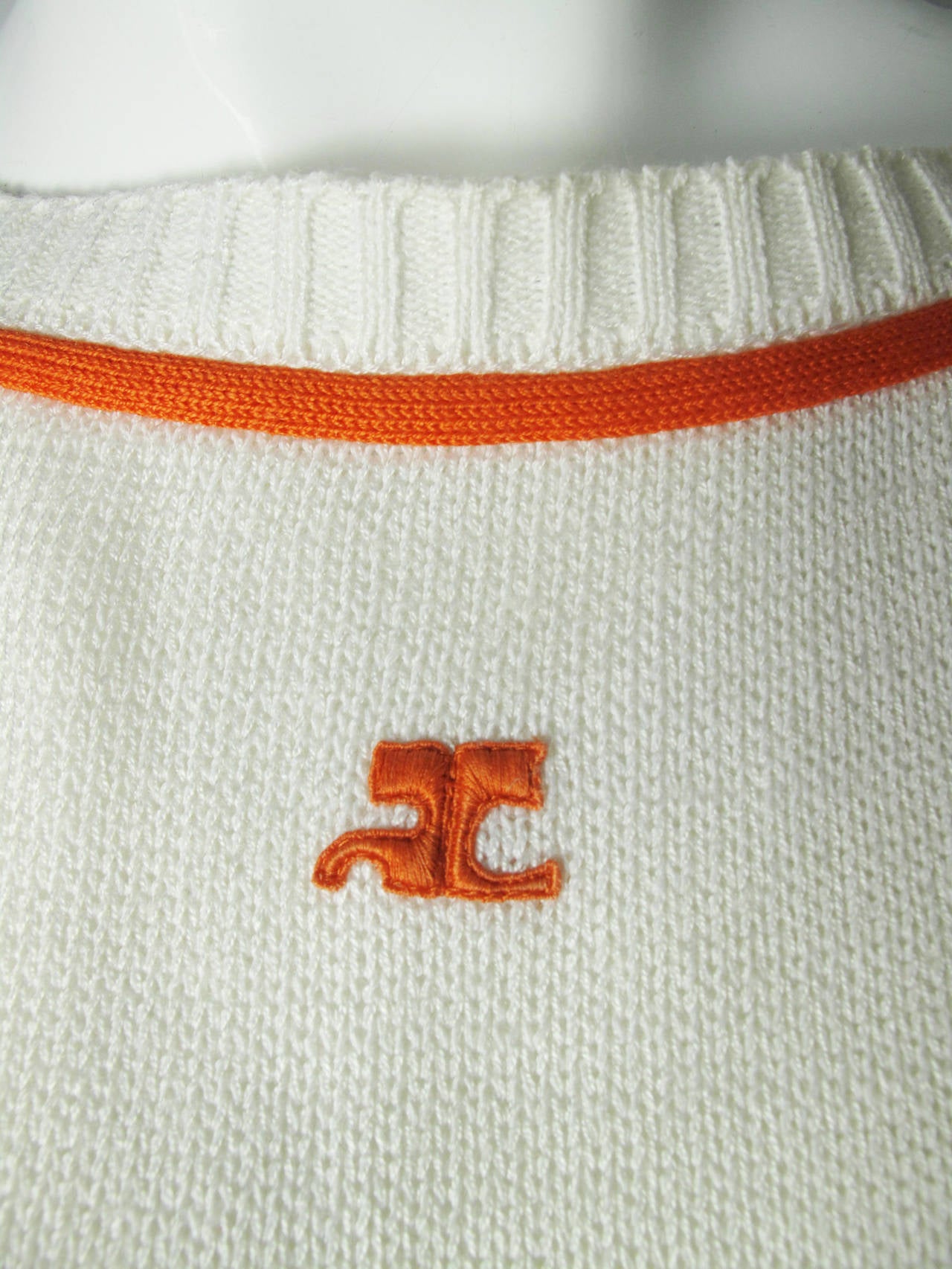 Women's 1970s Courreges Sweater with Orange Trim