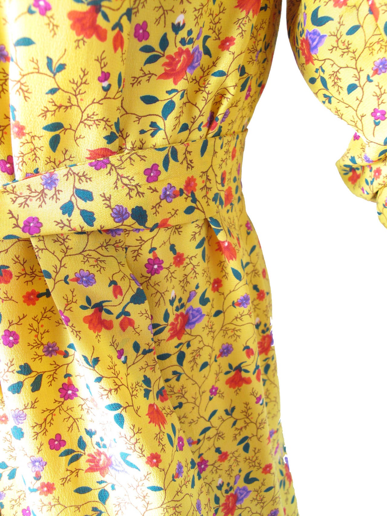 1980s Ungaro Silk Floral Peasant Dress In Excellent Condition In Austin, TX