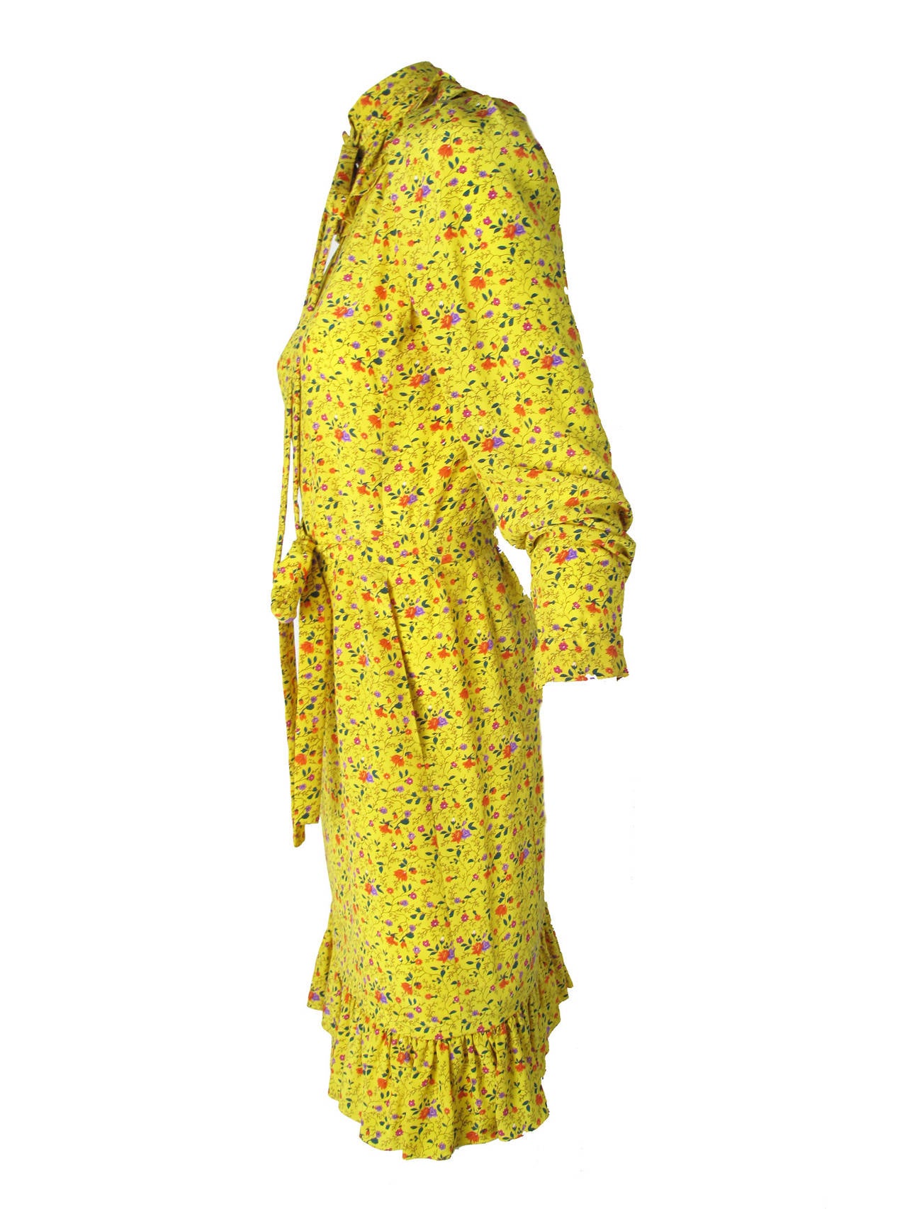 Women's 1980s Ungaro Silk Floral Peasant Dress