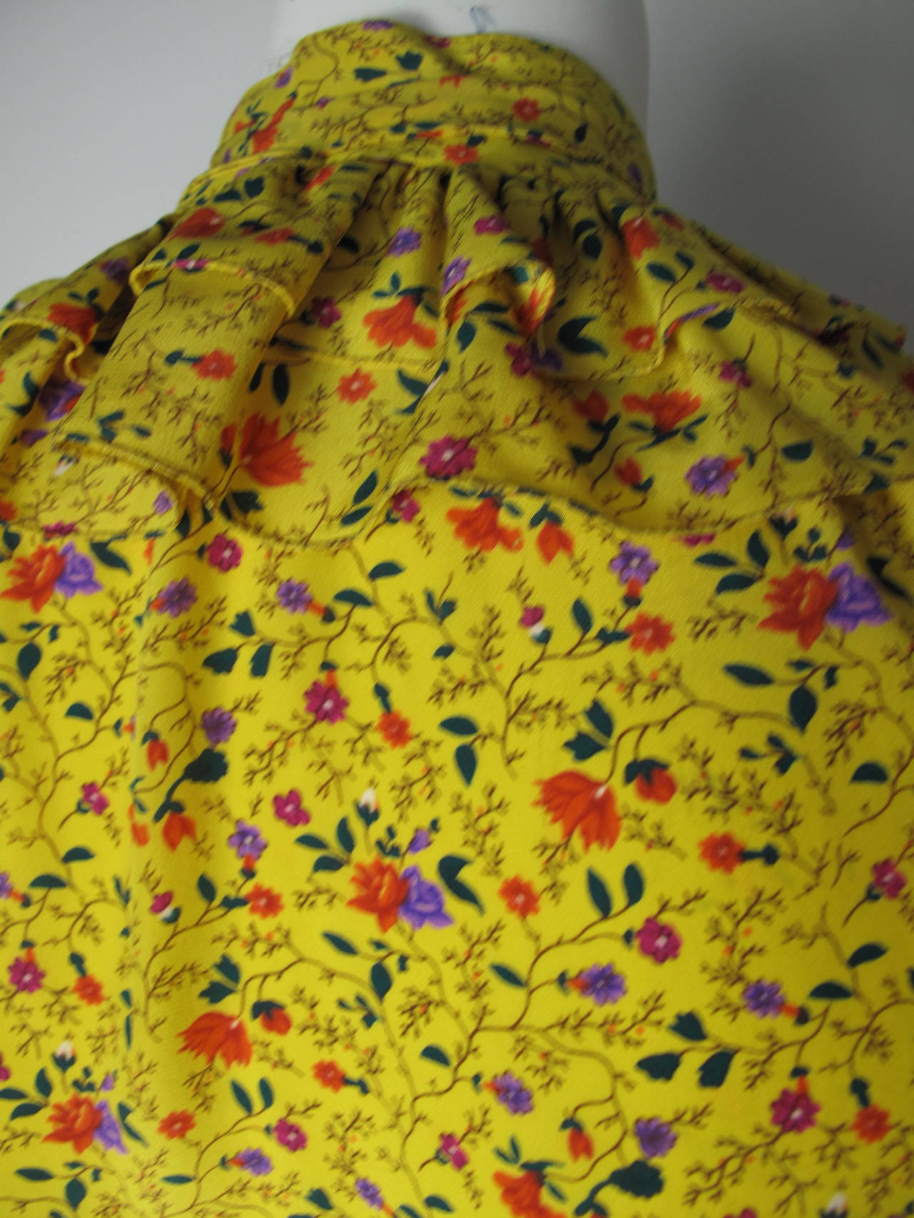 1980s Ungaro Silk Floral Peasant Dress 2