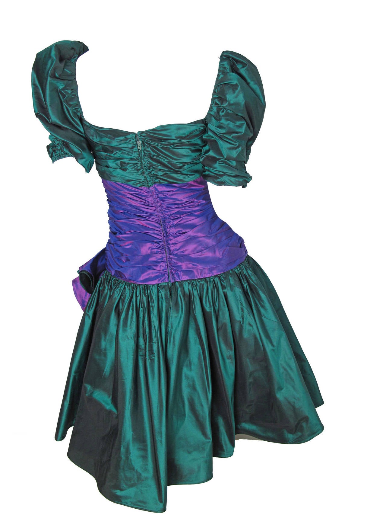 Mignon Green and Purple Taffeta Dress.  32