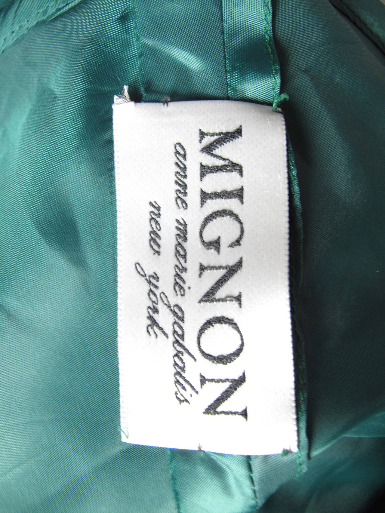 Mignon Green and Purple Taffeta Dress In Excellent Condition In Austin, TX