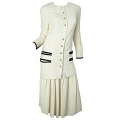 Chanel Long Silk Jacket and Pleated Skirt 