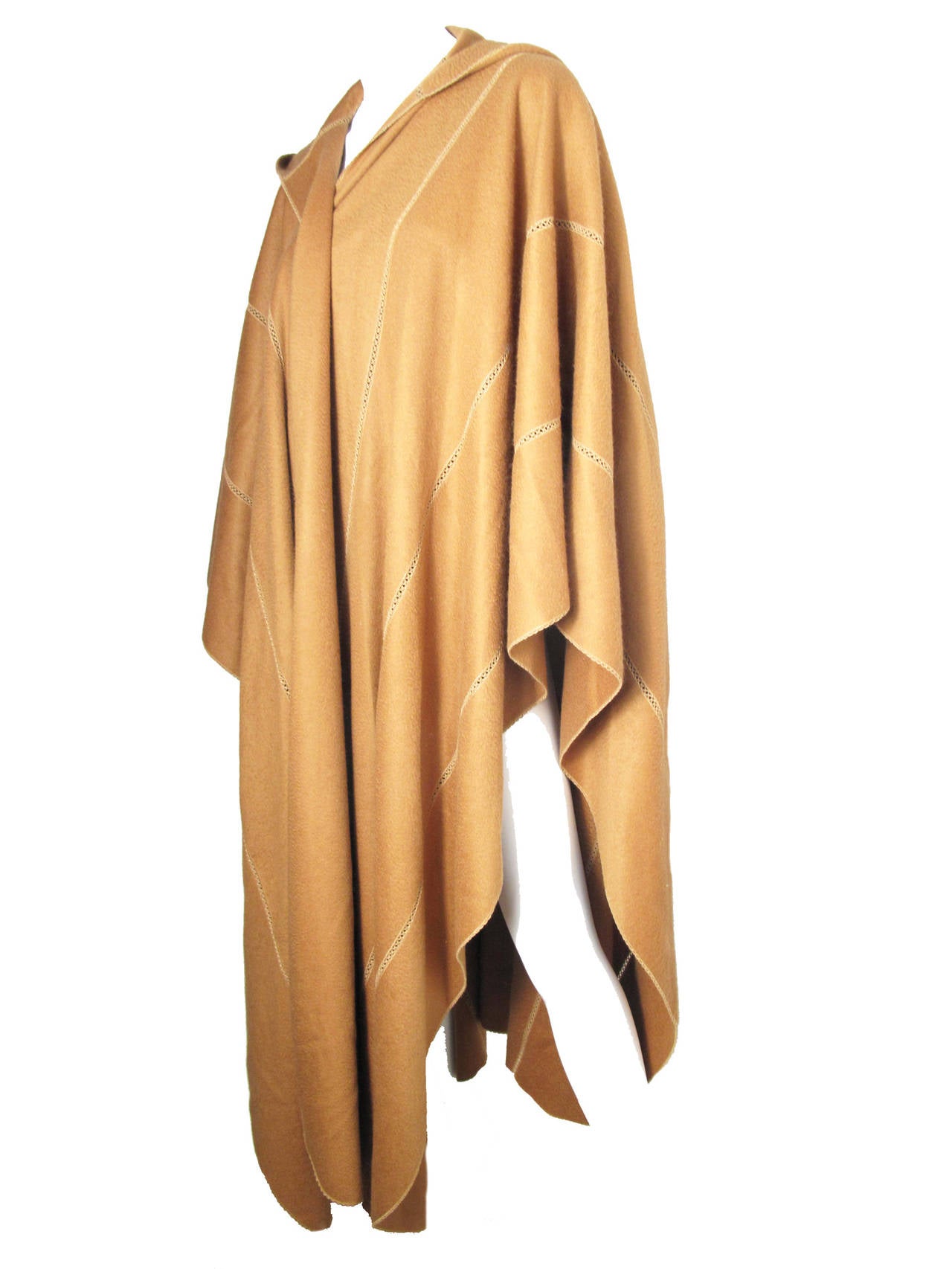 Columbo cashmere hooded cape with interesting stitching.  100