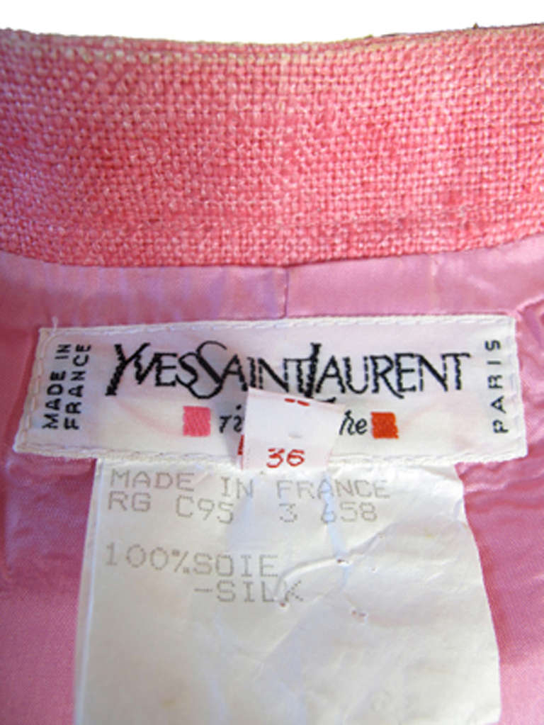 Women's Yves Saint Laurent silk pink and orange jacket and skirt