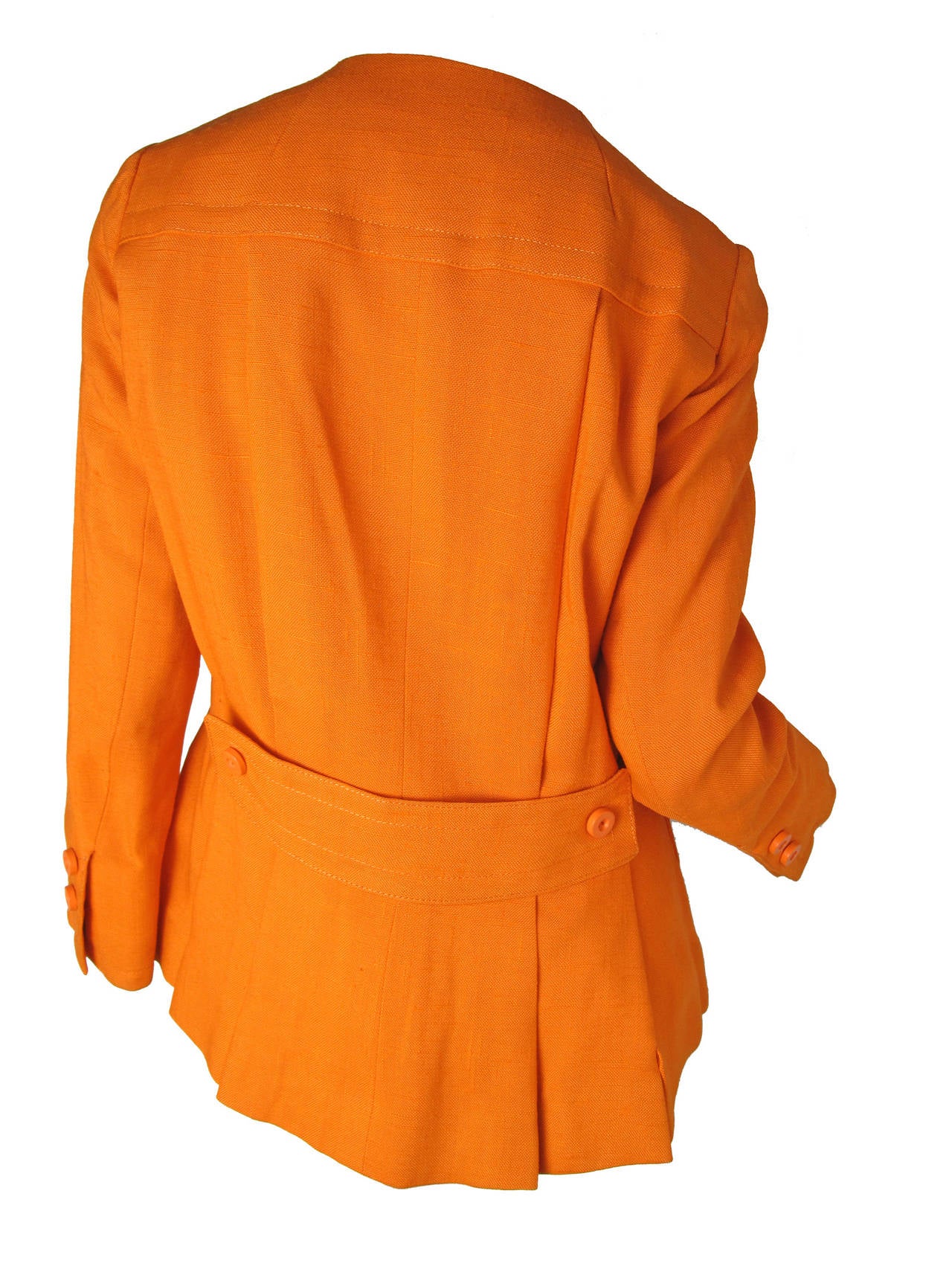 Geoffrey Beene Boutique Orange Linen Jacket In Excellent Condition In Austin, TX