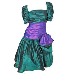 Mignon Green and Purple Taffeta Dress 7