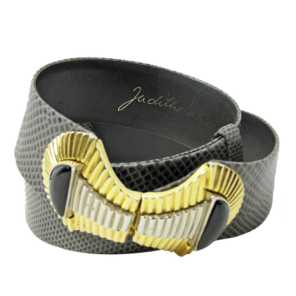 Judith Leiber Grey Snake Skin Belt