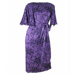 Hanae Mori Purple Silk Floral Dress