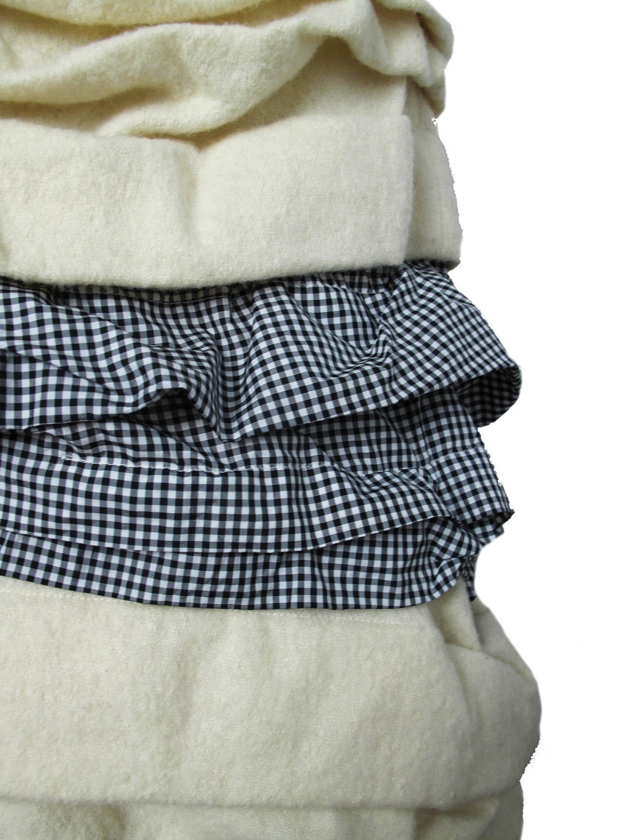 Beige Comme des Garcons Ruffle Skirt with Gingham 