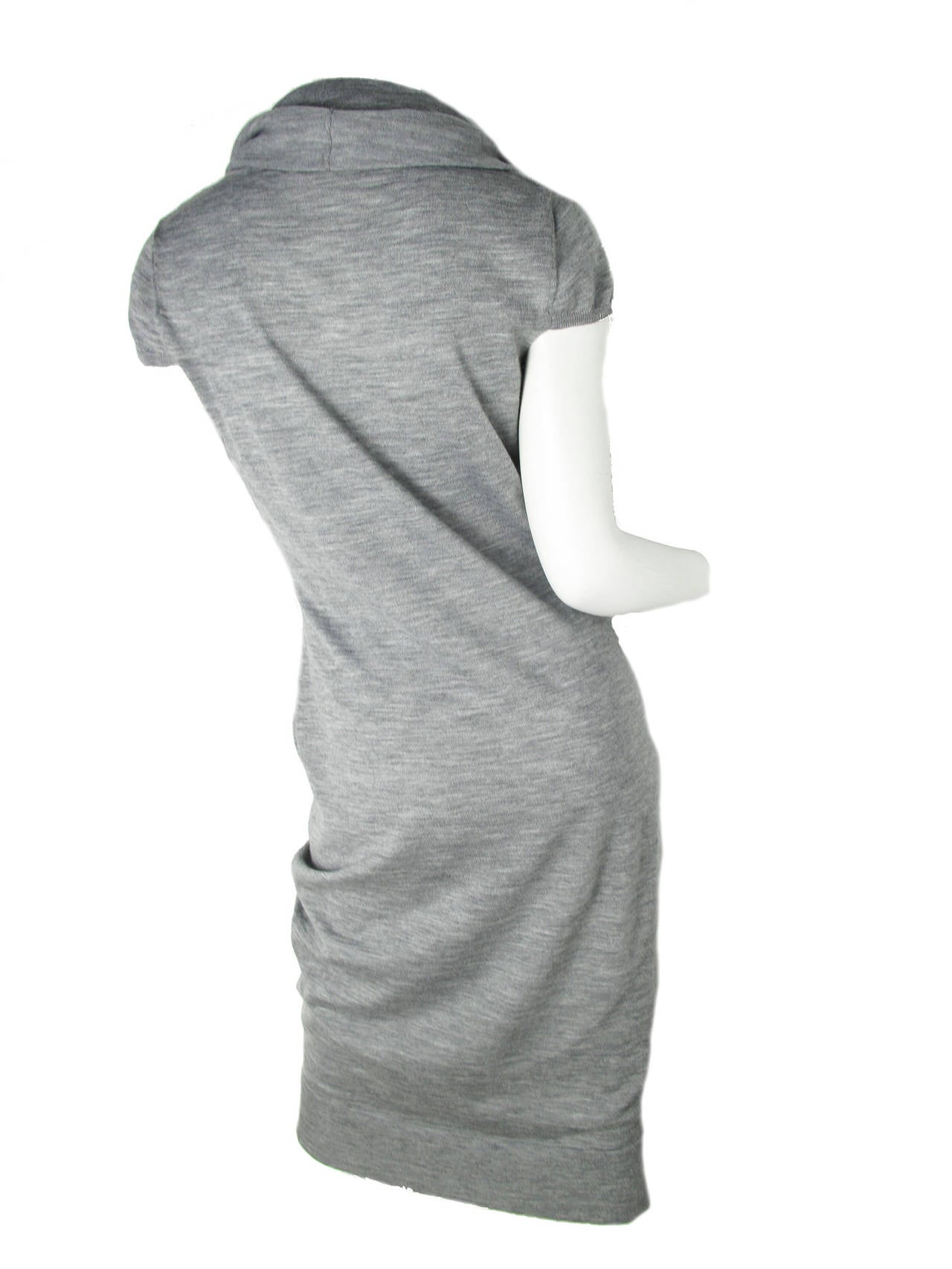 Alexander McQueen Grey Dress with Large Cowl Neck In Excellent Condition In Austin, TX