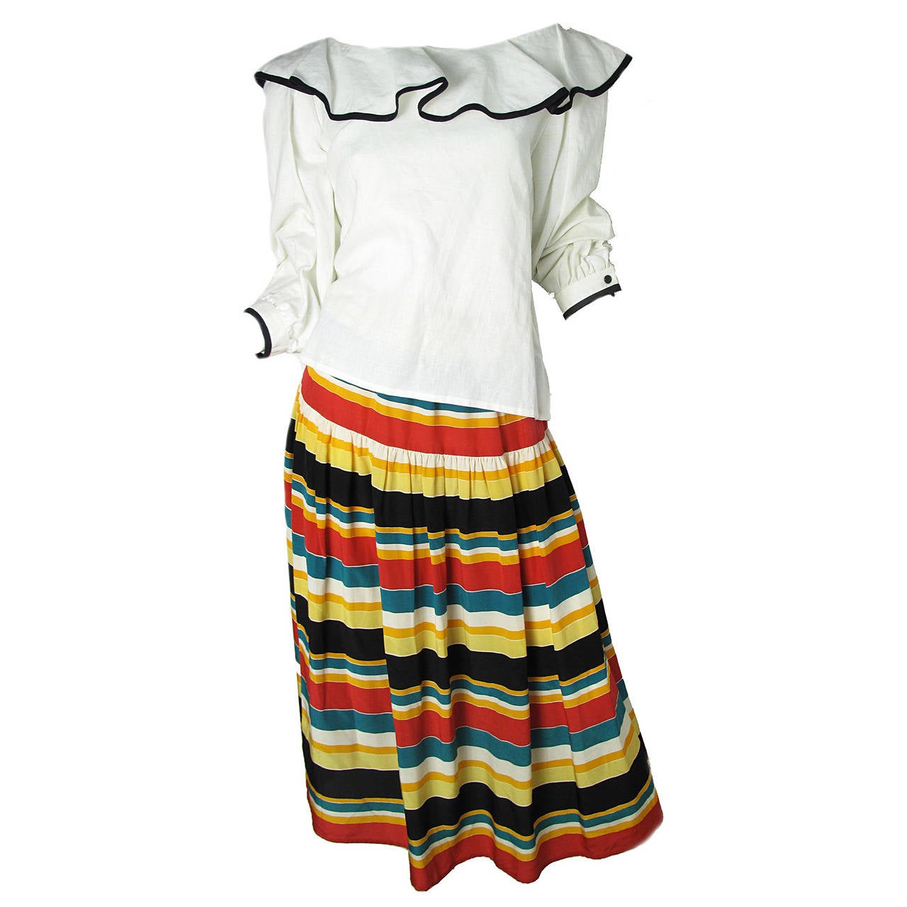 Oscar de la Renta Peasant Skirt and Blouse at 1stDibs