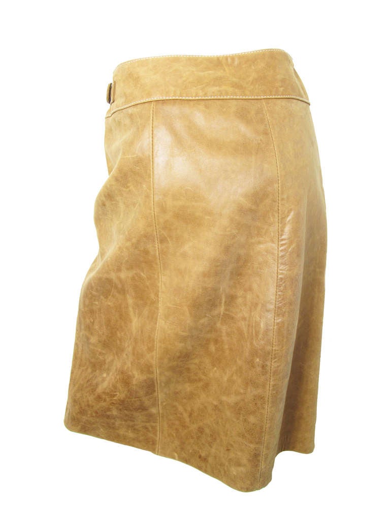 Martin Margiela brown leather wrap skirt at 1stDibs