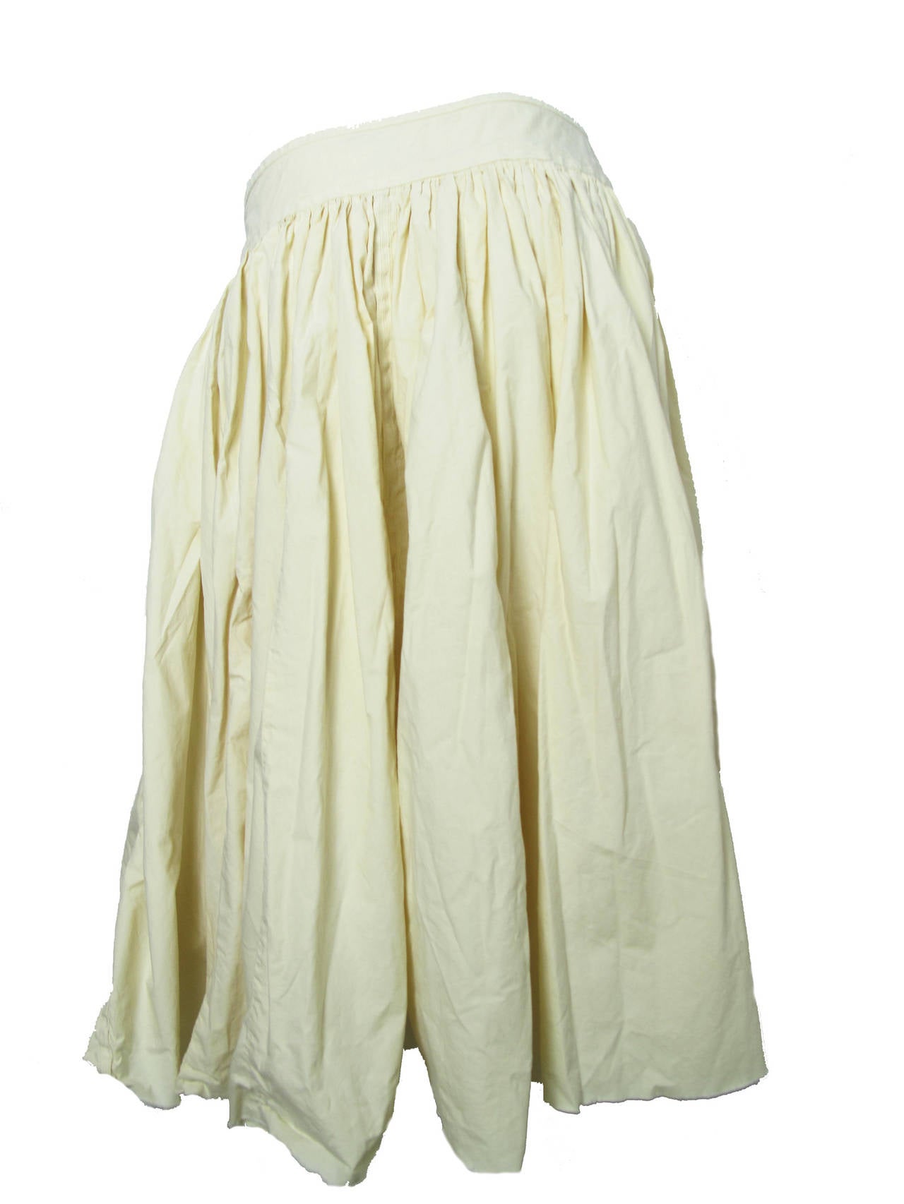 2000 Dries Van Noten off white cotton muslin circle skirt with raw edge.  30