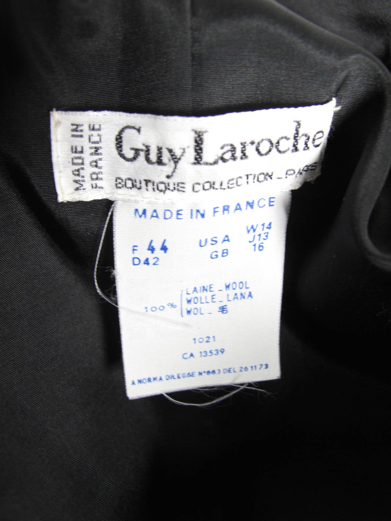 Women's Guy Laroche Black Wool Tuxedo Dress / Jacket with Scalloped Edge