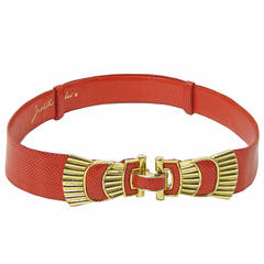 Judith Leiber Red Lizard Waist Belt