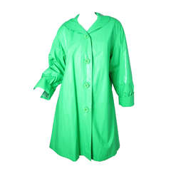 Vintage 1970s Ilie Wacs bright green raincoat