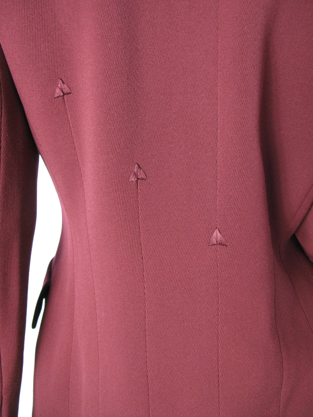 Karl Lagerfeld maroon wool gabardine suit with arrow stitching 2
