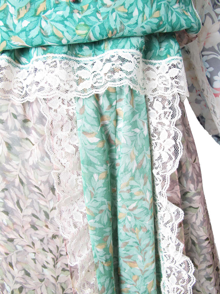 1970s Koos Van Den Akker silk floral top and skirt In Excellent Condition In Austin, TX