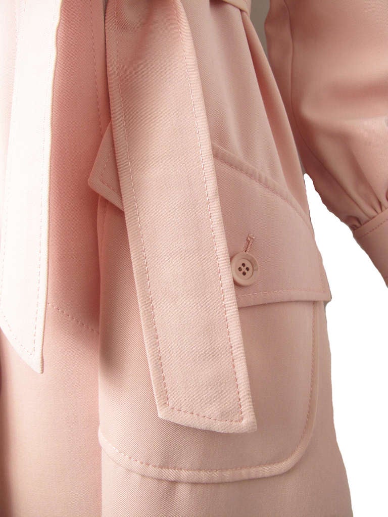 Valentino Boutique light pink wool swing coat with belt.  Two front pockets.  40