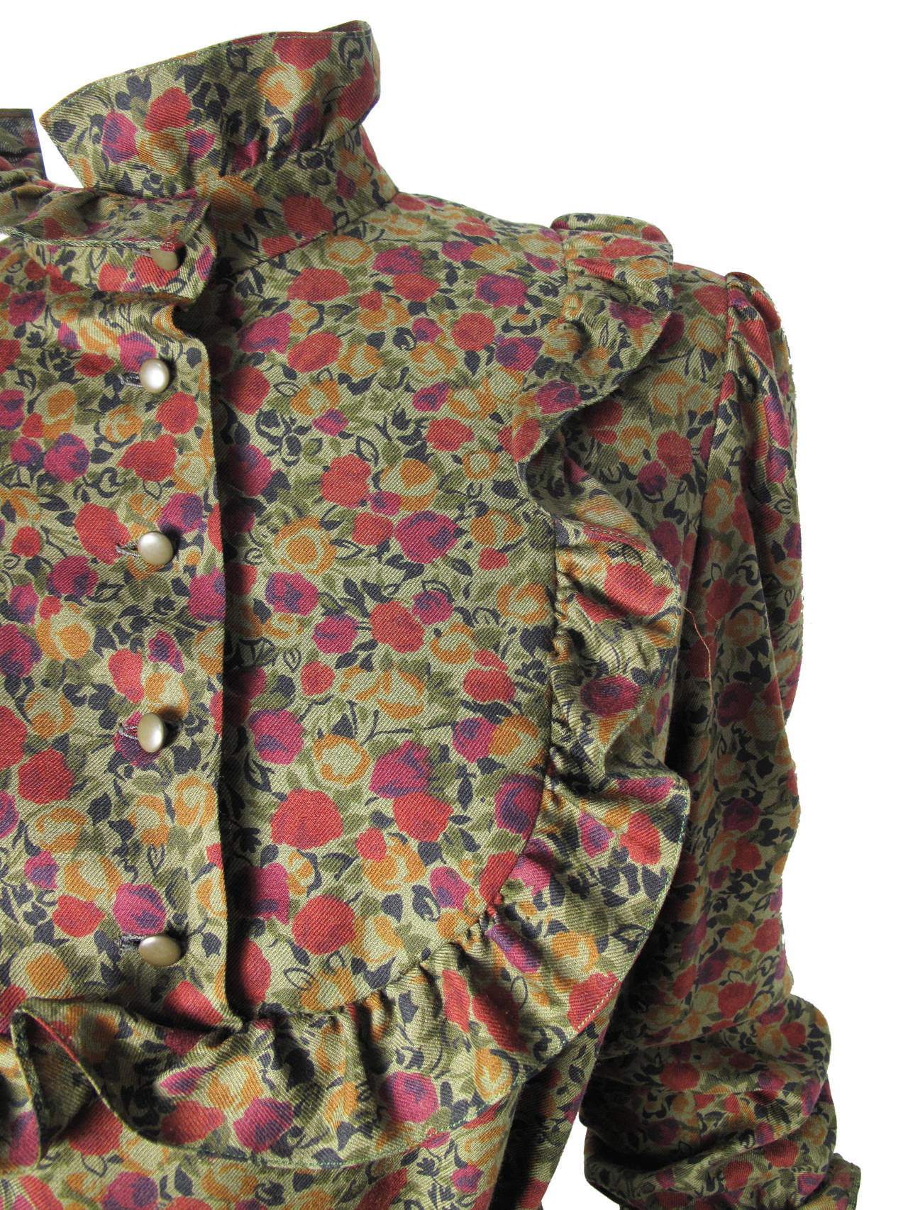 1970s Nina Ricci Floral Peasant Dress In Excellent Condition In Austin, TX