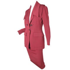 Karl Lagerfeld maroon wool gabardine suit with arrow stitching 2