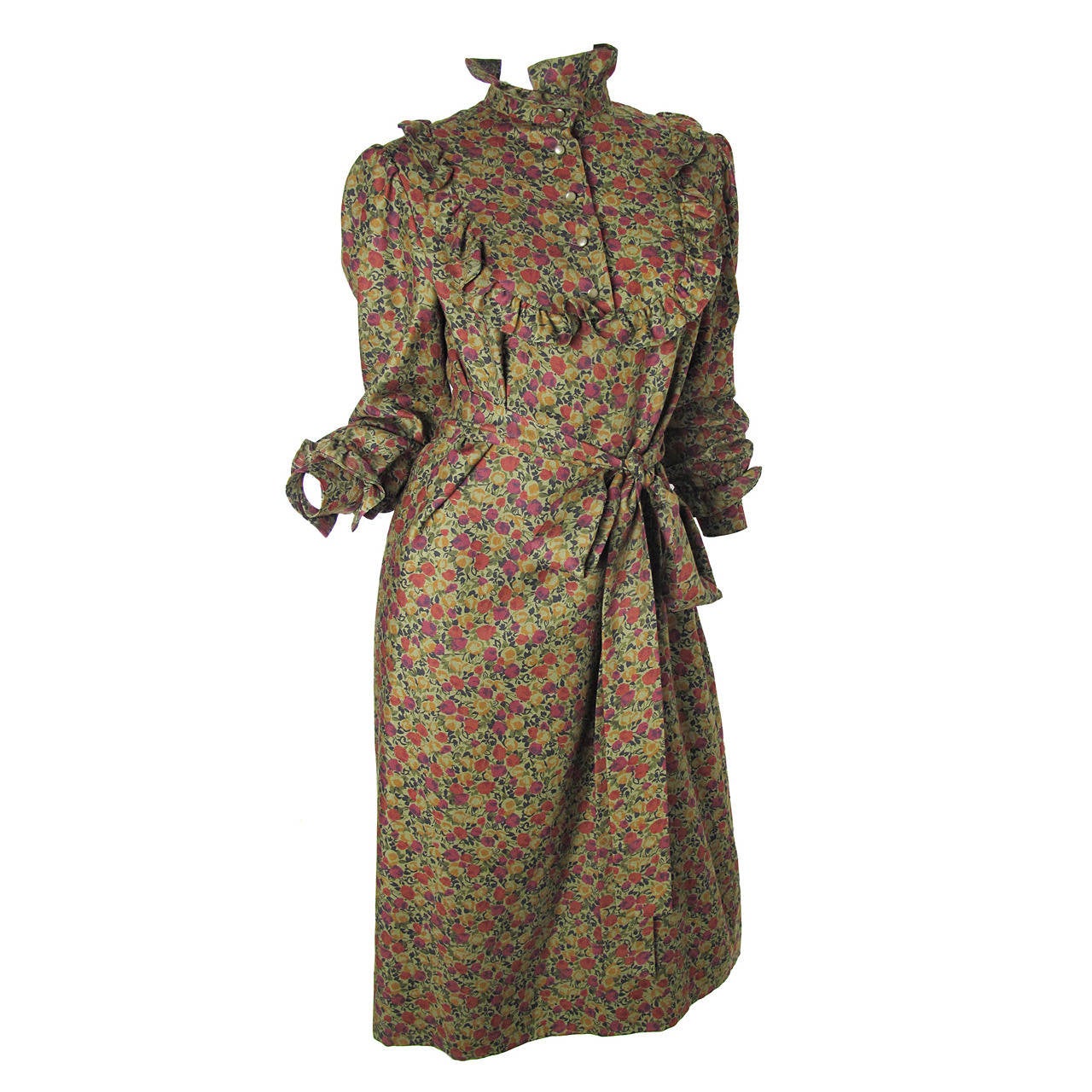 1970s Nina Ricci Floral Peasant Dress