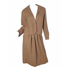 1970s Geoffrey Beene Olive Knit Suit with Gold Thread Vintage 1970s Geoffrey Beene Olive Knit Suit with Gold Thread