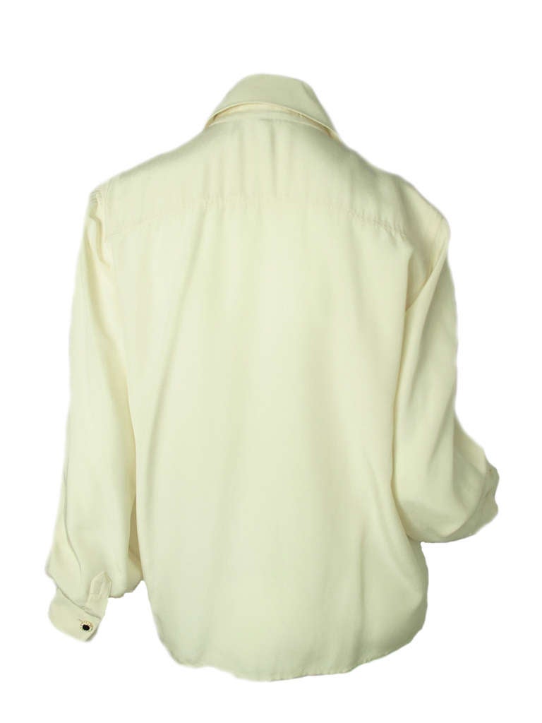 Beige 1980s Yves Saint Laurent blouse