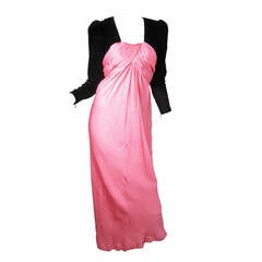 Vintage Oscar de la Renta Pink Gown with Black Velvet