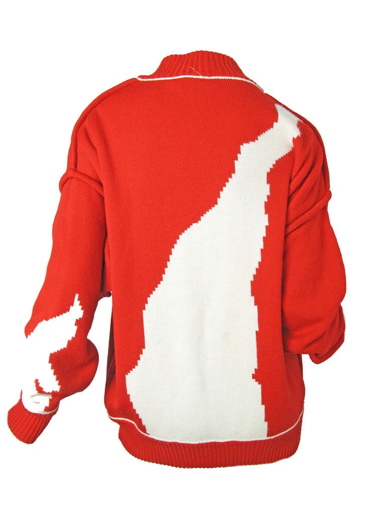 Claude Montana red and white sweater. 44