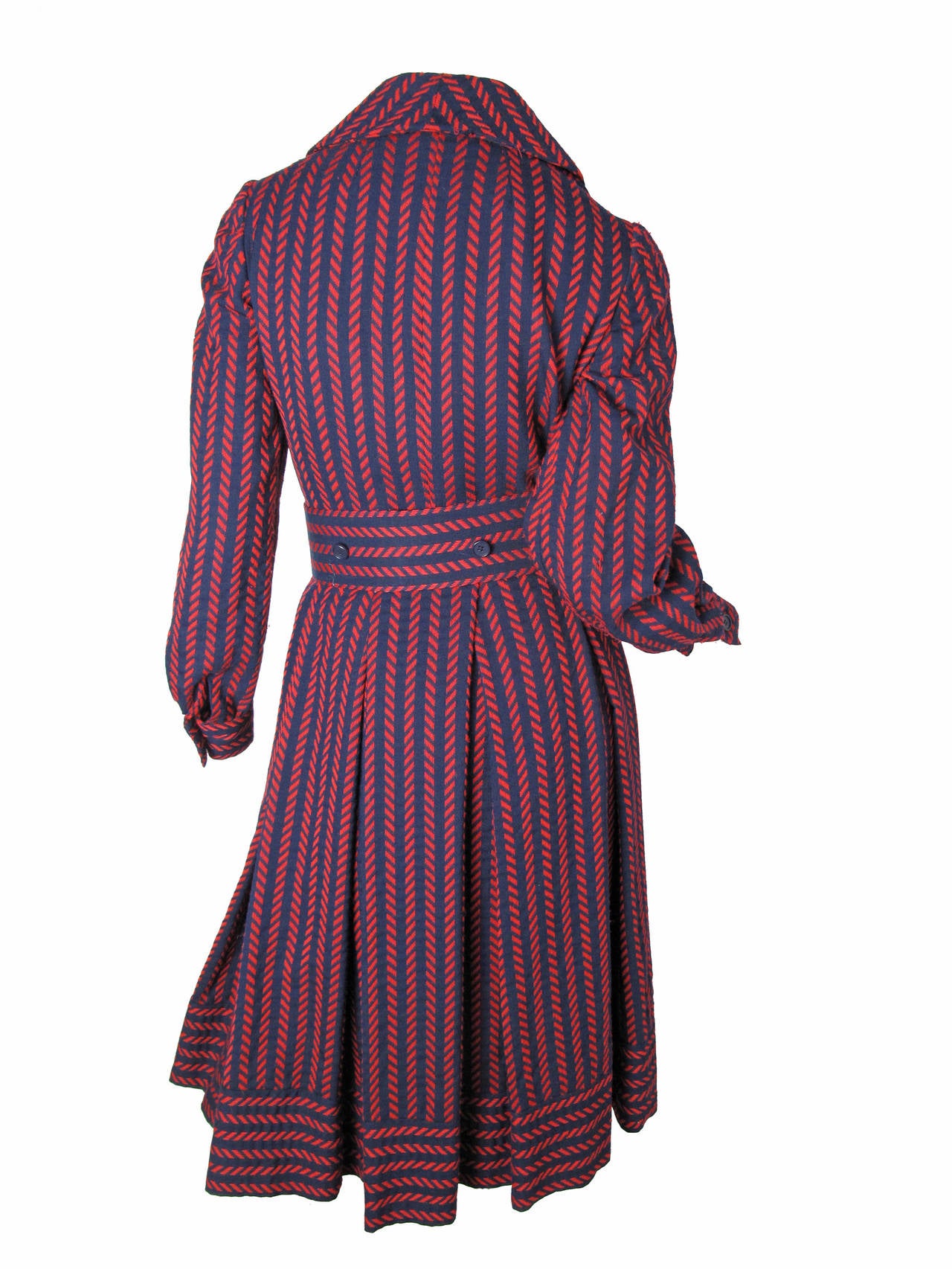 Geoffrey Beene Navy and Red Coat Dress, 1970s  In Fair Condition In Austin, TX