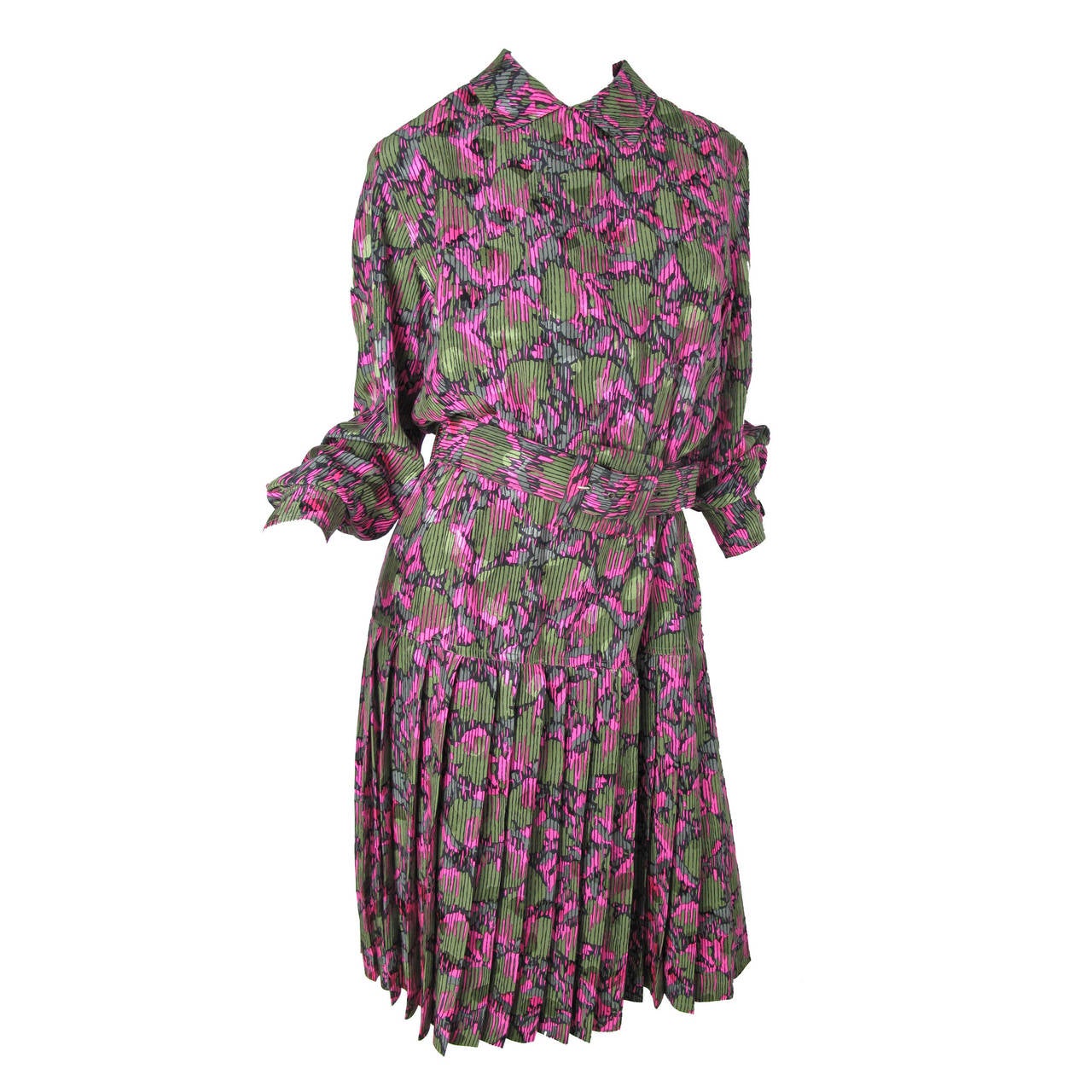 1980s Adele Simpson Silk Dress