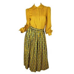 Vintage Oscar de la Renta blouse and floral skirt