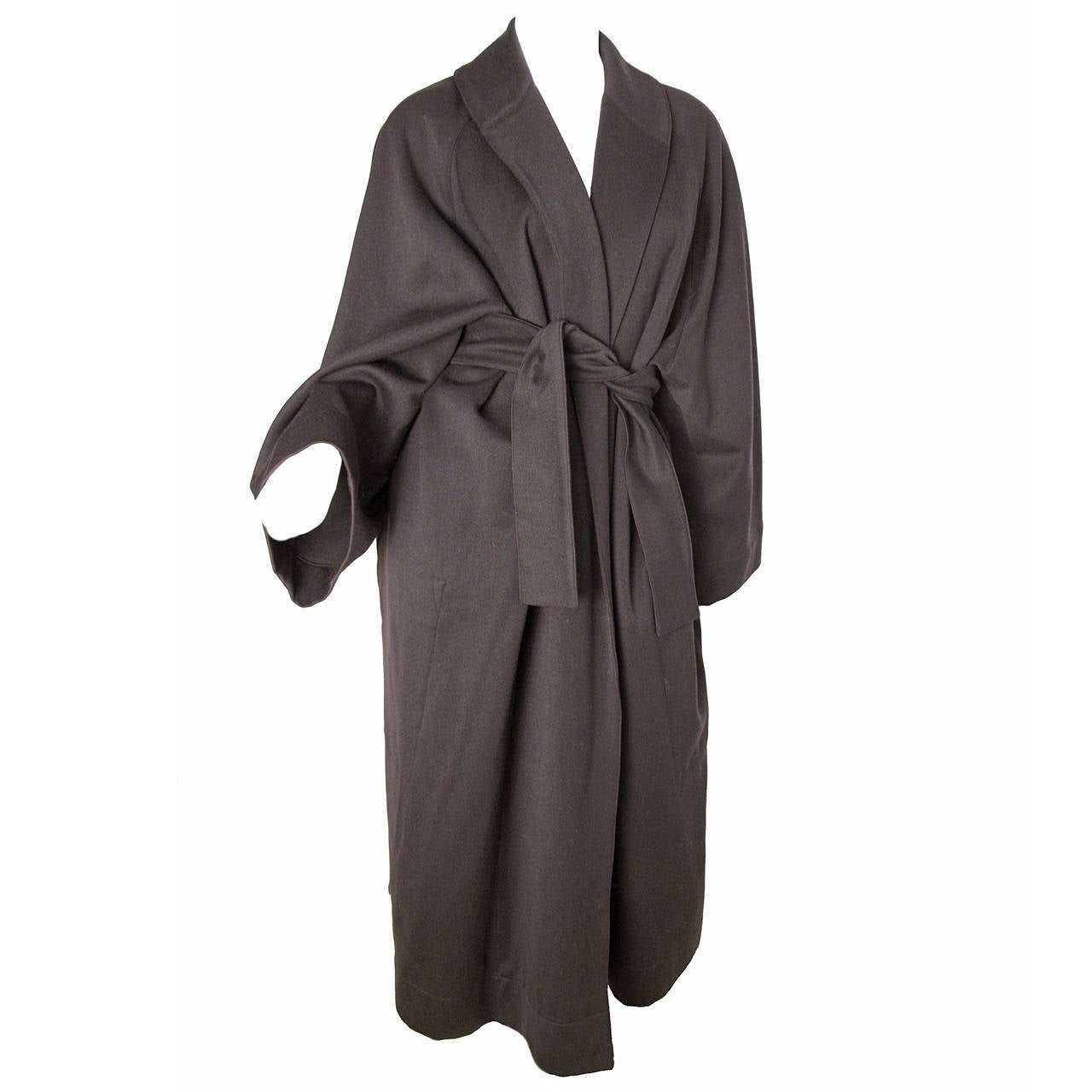 1990s Alaia brown wrap coat