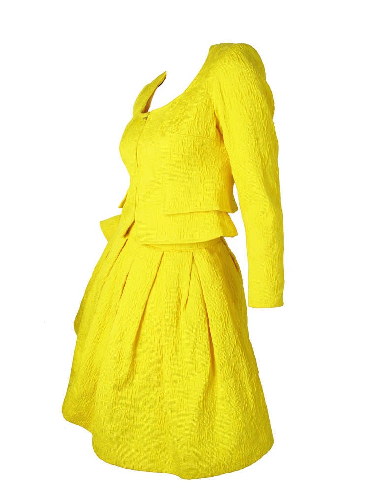 Christian Lacroix Yellow Pouf Skirt and Jacket In New Condition In Austin, TX