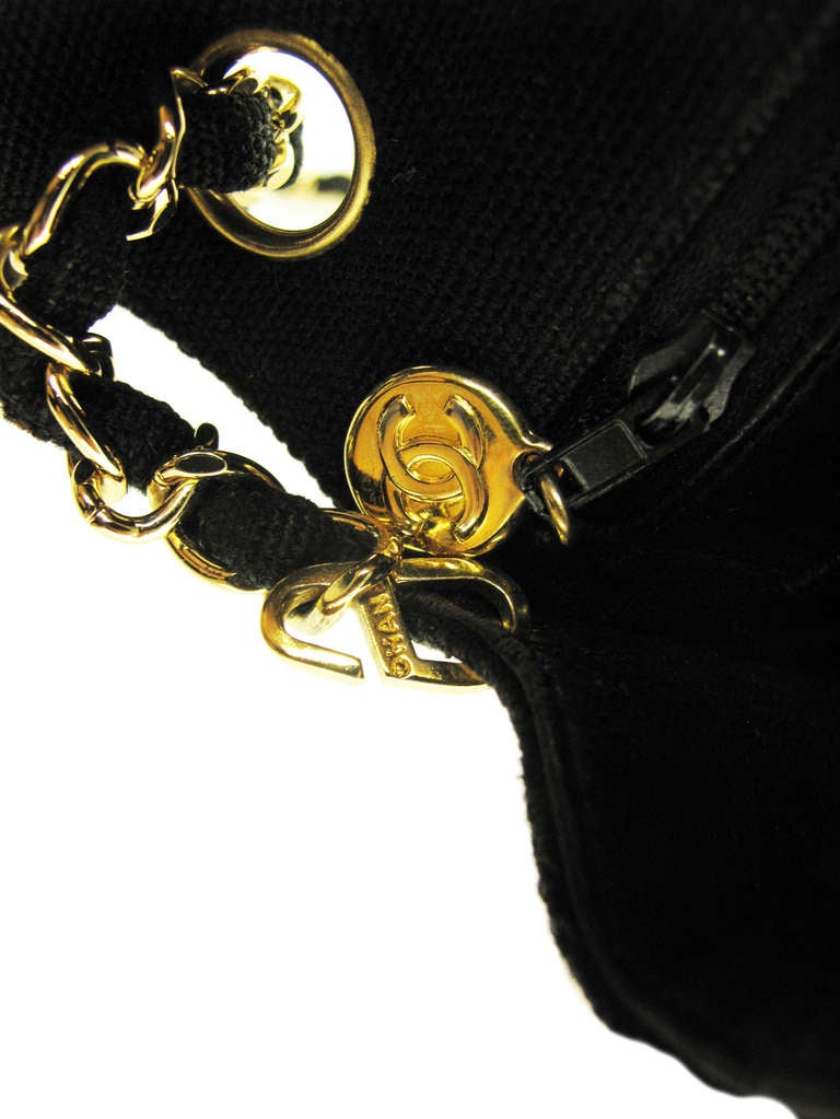 Women's 1990s Chanel Black Linen Mini Crossbody Bag