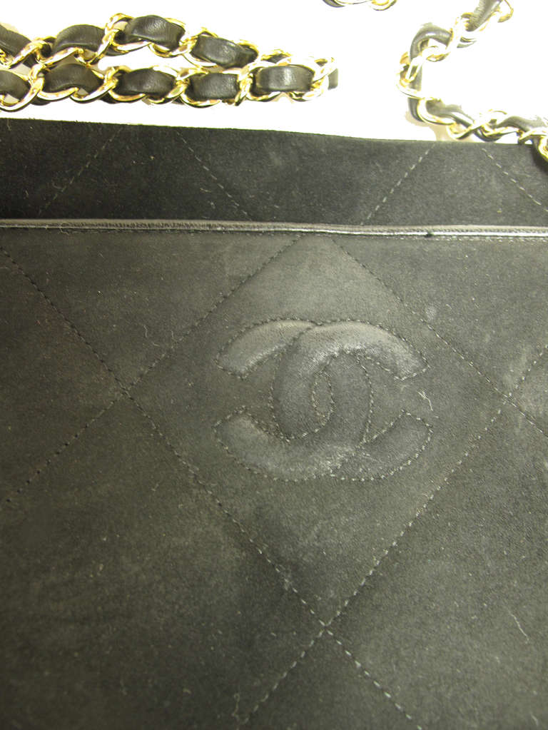 Chanel black suede bag with 
