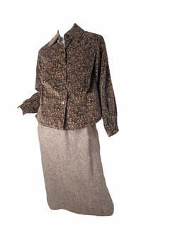 Retro Oscar de la Renta Velvet Floral Jacket and Wool Skirt
