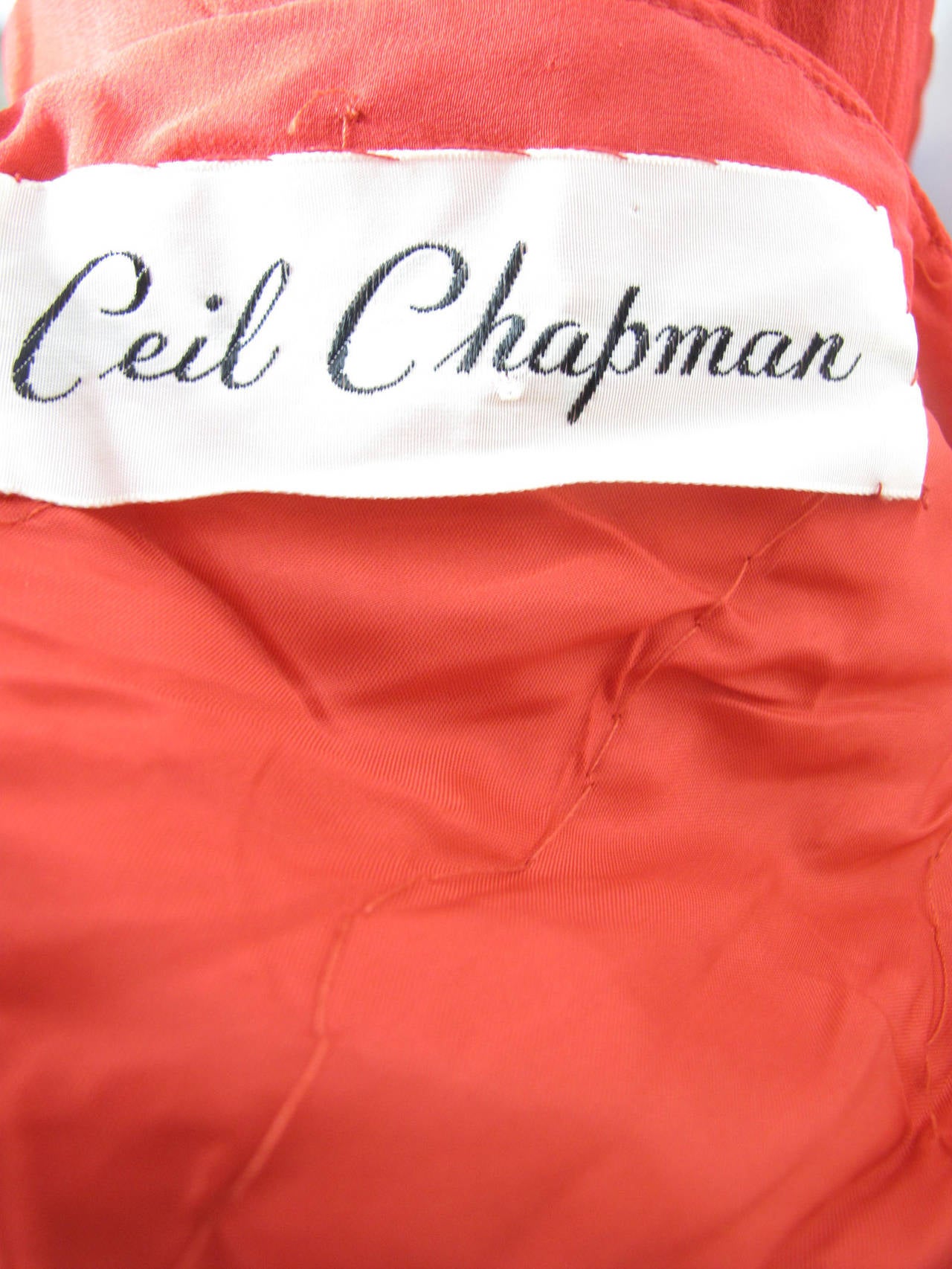 Women's Ceil Chapman Iconic Red Silk Chiffon Cocktail Dress, 1950s 