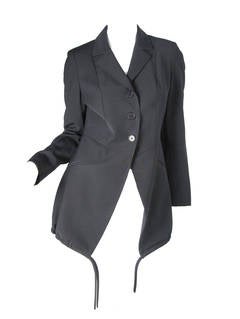 Vintage Moschino Long Black Blazer with Drawstring Ties