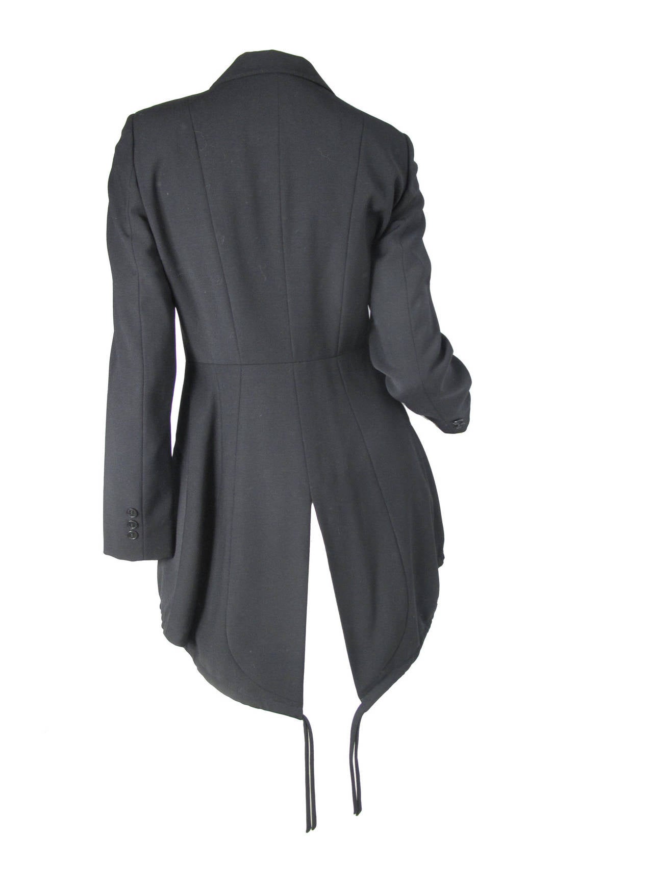 Moschino Long Black Blazer with Drawstring Ties In Excellent Condition In Austin, TX