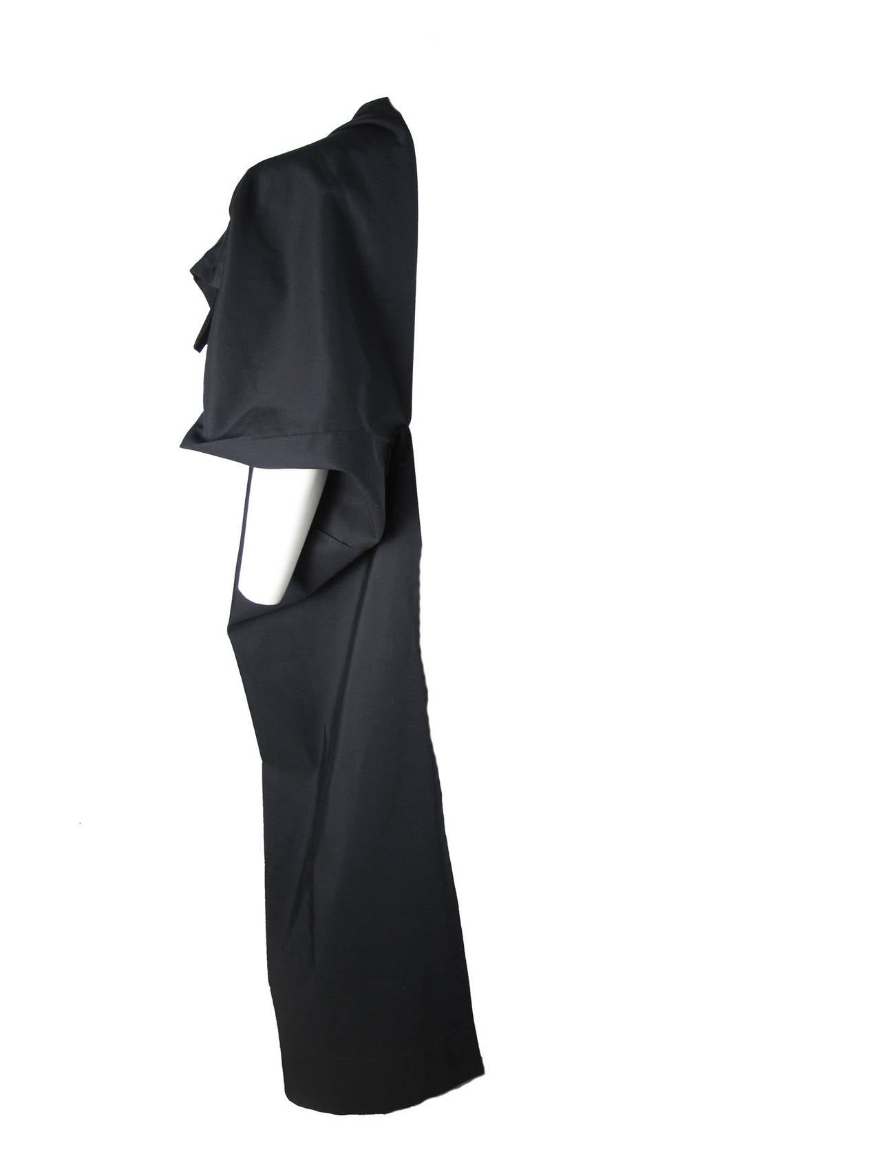 Women's Yohji Yamamoto black cotton one arm wrap and top