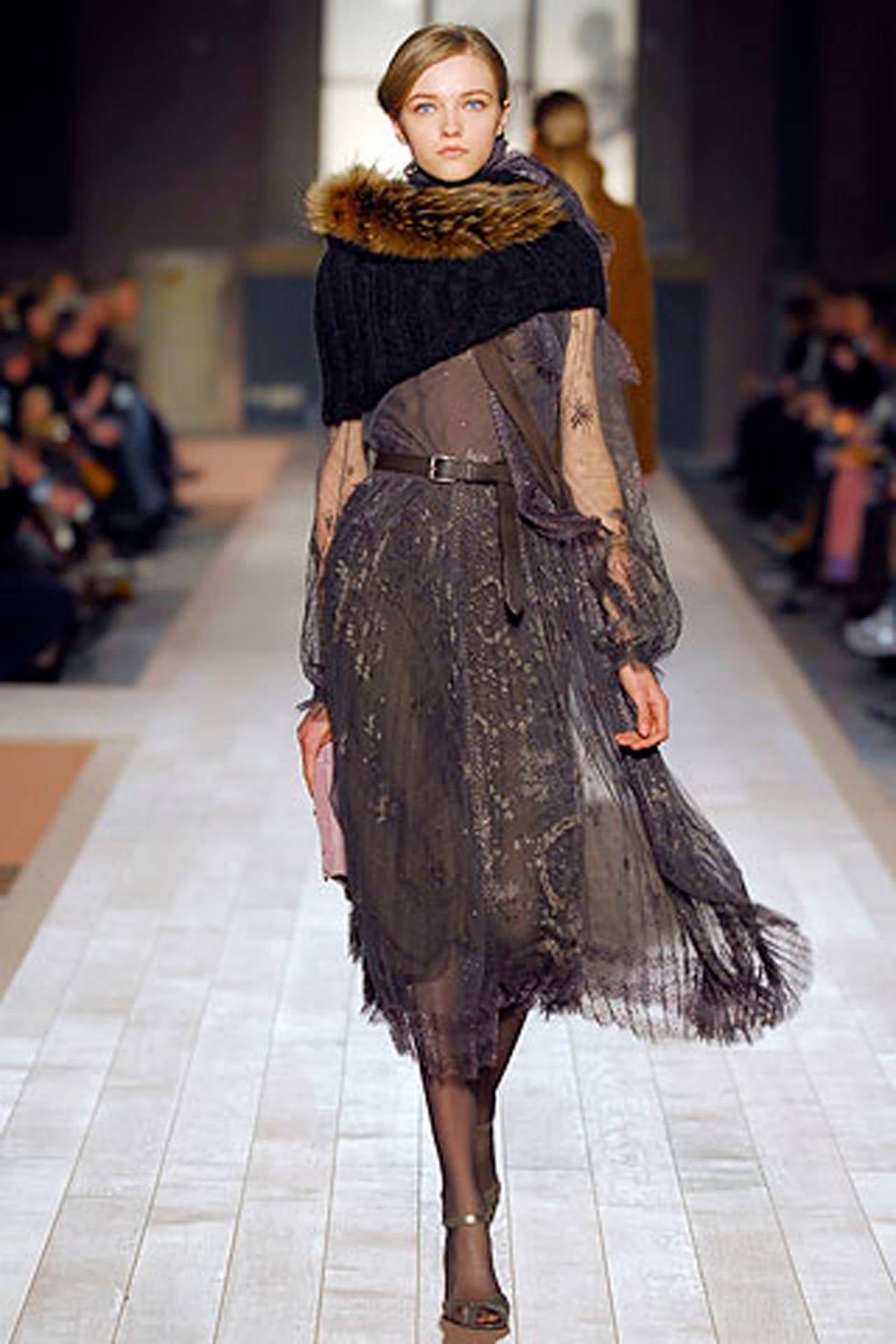 Hermes Lace Skirt with Hermes Logo by Gaultier - Runway  In Excellent Condition In Austin, TX