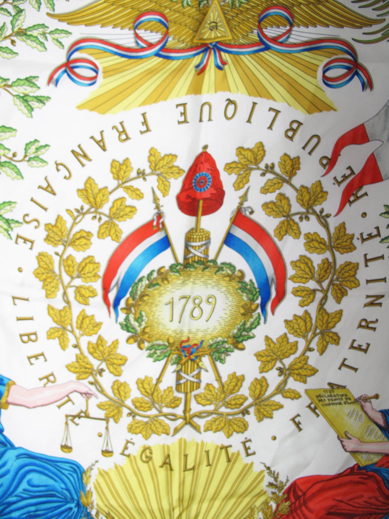 Hermes Republic Fracas, Liberte, Egalite, Fraternite Silk Scarf In Good Condition In Austin, TX