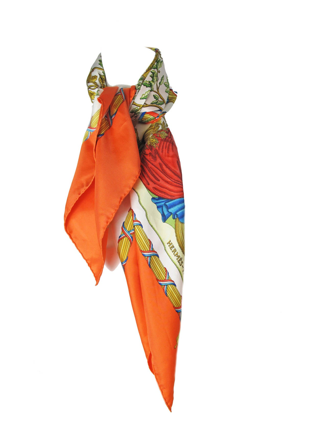 Hermes orange border silk scarf. 