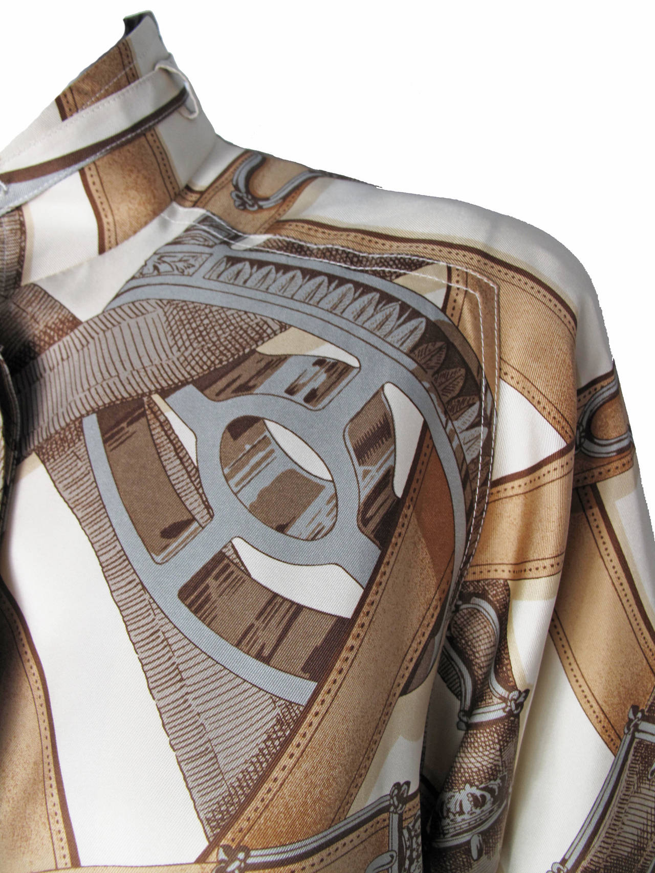 Rare Hermes Printed Silk Trench Coat Runway by Gaultier 2008 1
