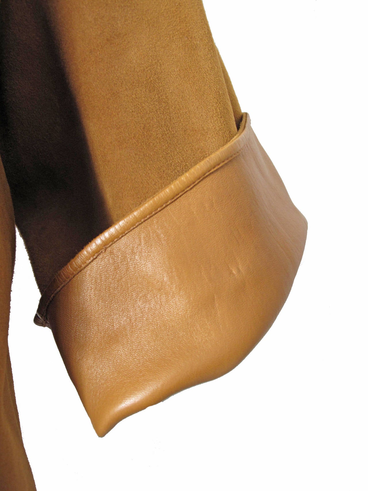 Brown Rare Hermes Lambskin Camel Suede Coat
